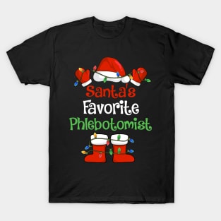 Santa's Favorite Phlebotomist Funny Christmas Pajamas T-Shirt